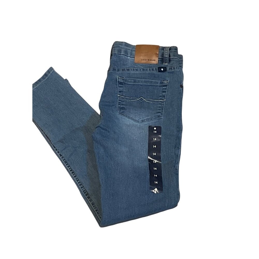 Lucky Brand Girls Mid-Rise Skinny Jeans Size 14 Denim Blue with Tassle